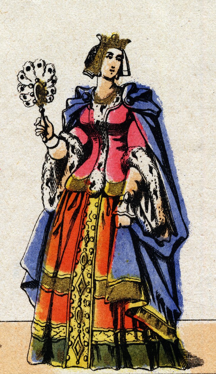 Ritratto di Bona di Lussemburgo, moglie di Giovanni II di Francia. da French School