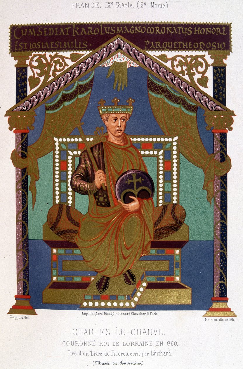 Ritratto di Carlo II il Calvo (823-877) incoronato Re di Lorena nel 860 da French School
