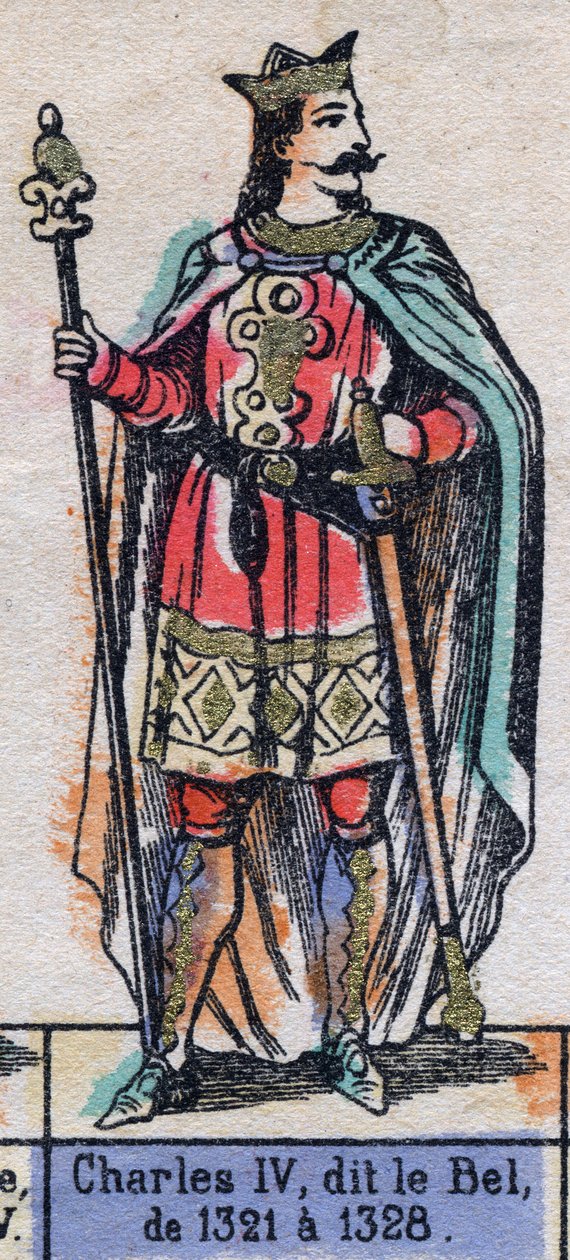 Ritratto di Carlo IV di Francia, detto Carlo il Bello (1294-1328) (dinastia dei Capetingi). Illustrazione fine XIX secolo. da French School