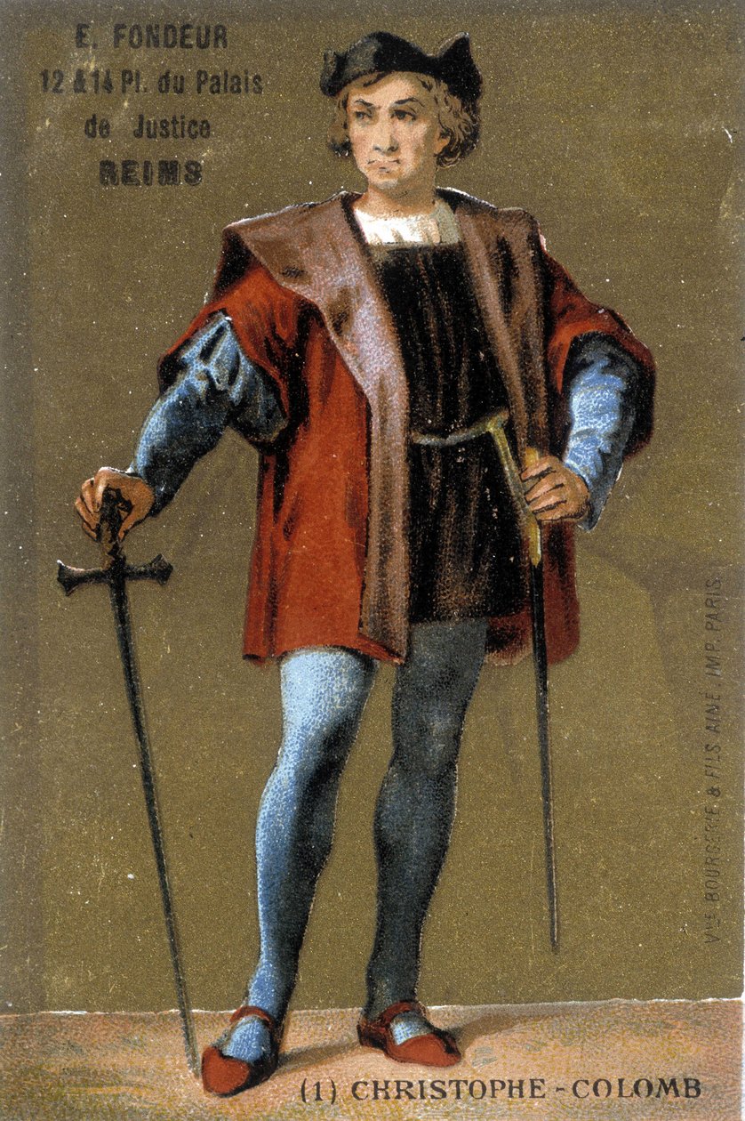 Ritratto di Cristoforo Colombo. Cromolitografia del XIX secolo da French School