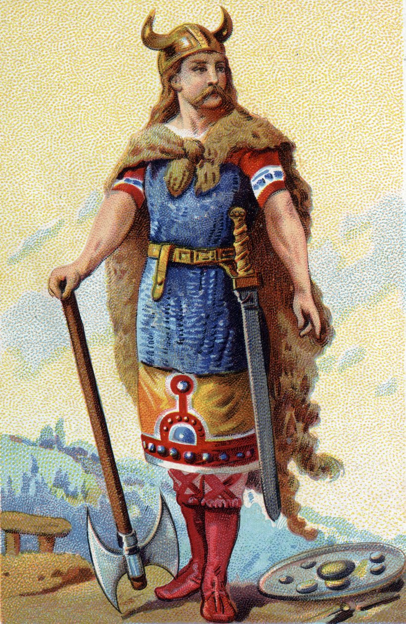 Ritratto di Clodione, detto il Capelluto, re dei Franchi dal 428 al 448. Cromolitografia intorno al 1890. da French School