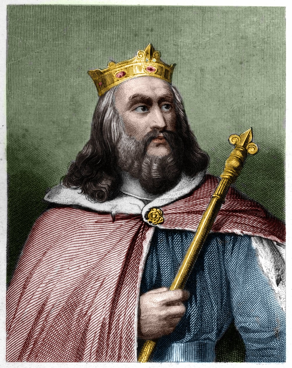 Ritratto di Clotario II (584 - 628), Re di Neustria e Re dei Franchi - in 