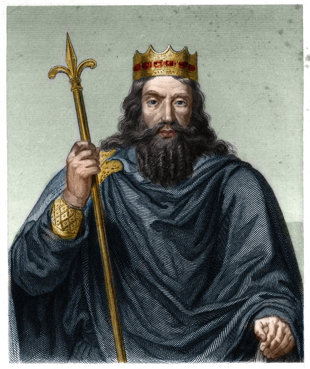 Ritratto di Clodoveo I (v. 466 - 511), Re dei Franchi - in “Histoire des Francais” di Lavallee, incisione, sd. da French School