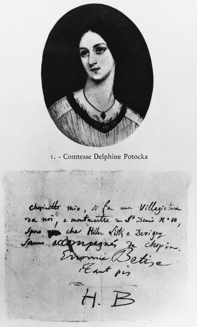 Ritratto della Contessa Delphine Potocka, lettera di Hector Berlioz a Frederic Chopin da French School
