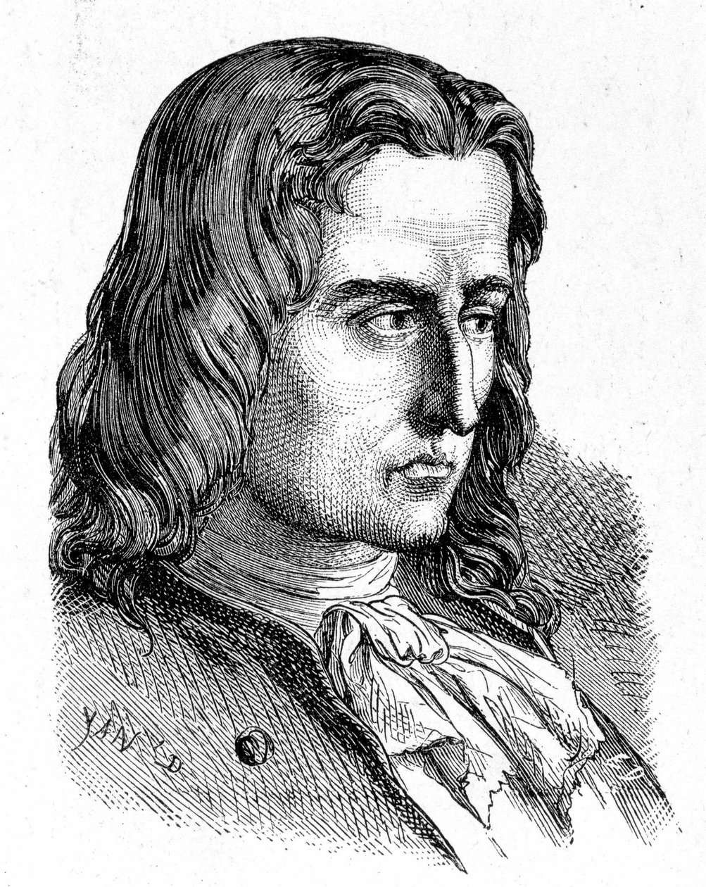 Ritratto di Denis Papin (1647 - 1714) - in "Album della Scienza; illustri studiosi; Grandi scoperte" 1896 da French School