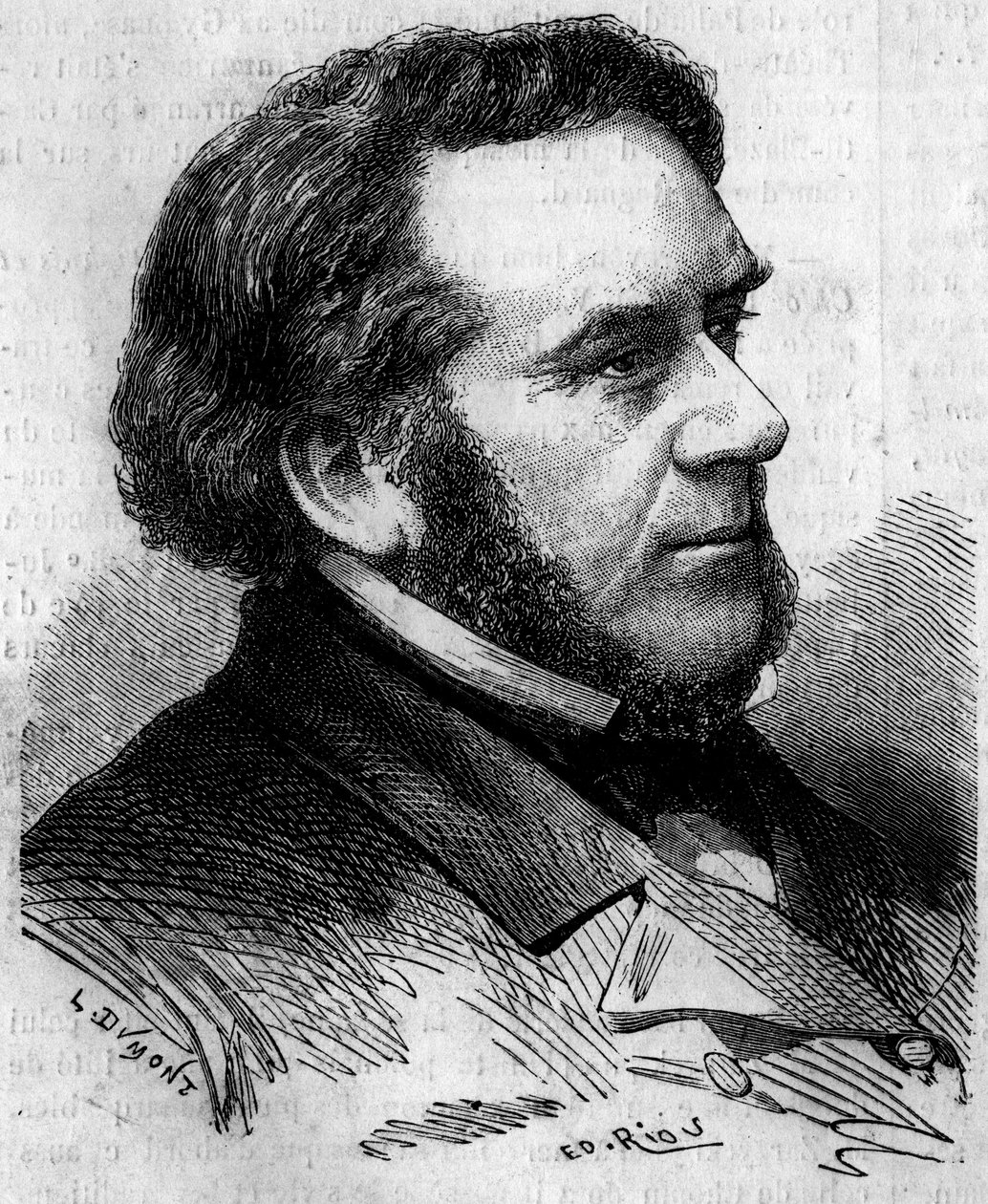 Ritratto di Eugene Bethmont (1804-1860), avvocato e politico francese, ex Ministro della Giustizia. Incisione in "Le Monde Illustré" n°156 del 7 aprile 1860. da French School