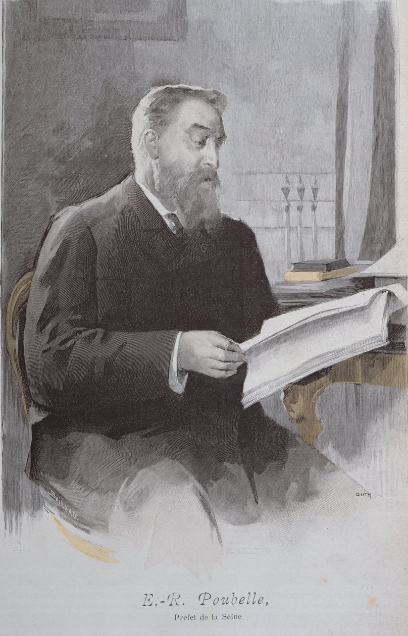 Ritratto di Eugene Poubelle (1831-1907), da La Revue Illustrée, 15 giugno 1893 da French School