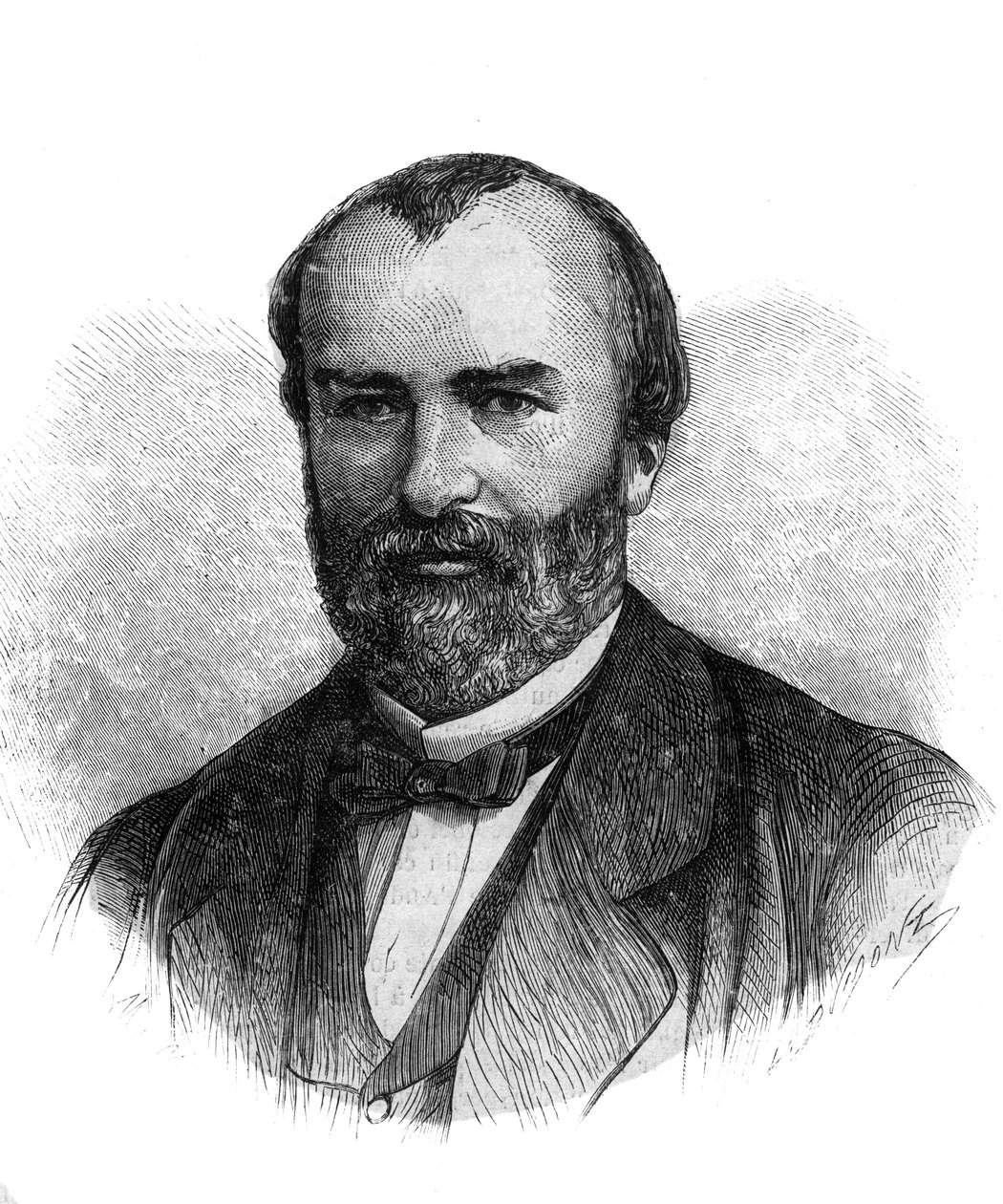 Ritratto di François-Saturnin-Léonide Babaud-Laribière (François Saturnin Léonide Babaud Laribière) (1819-1873) politico e massone francese - Incisione del 1870 da French School
