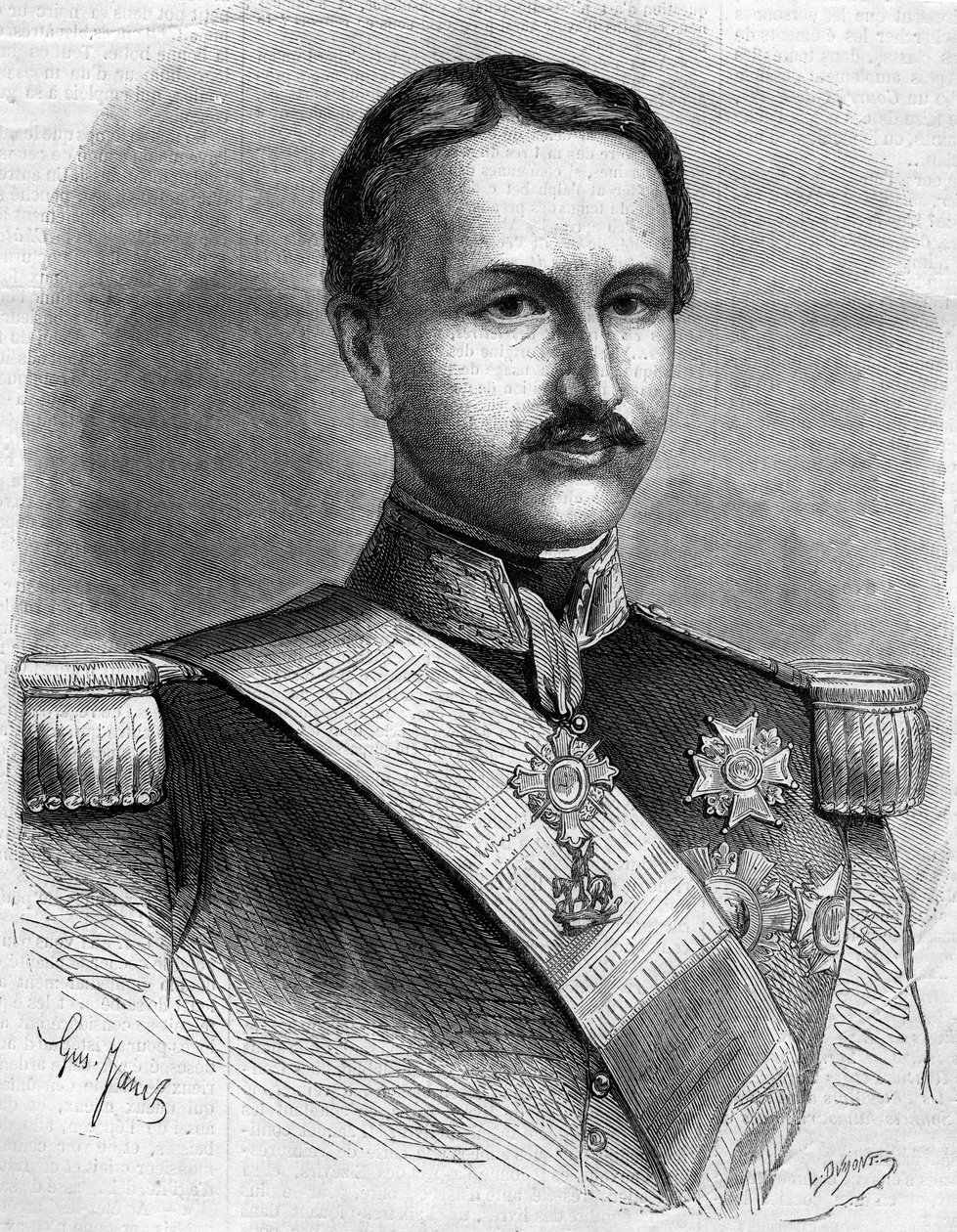 Ritratto di Francesco II (1836-1894), Re di Napoli. Incisione in 
