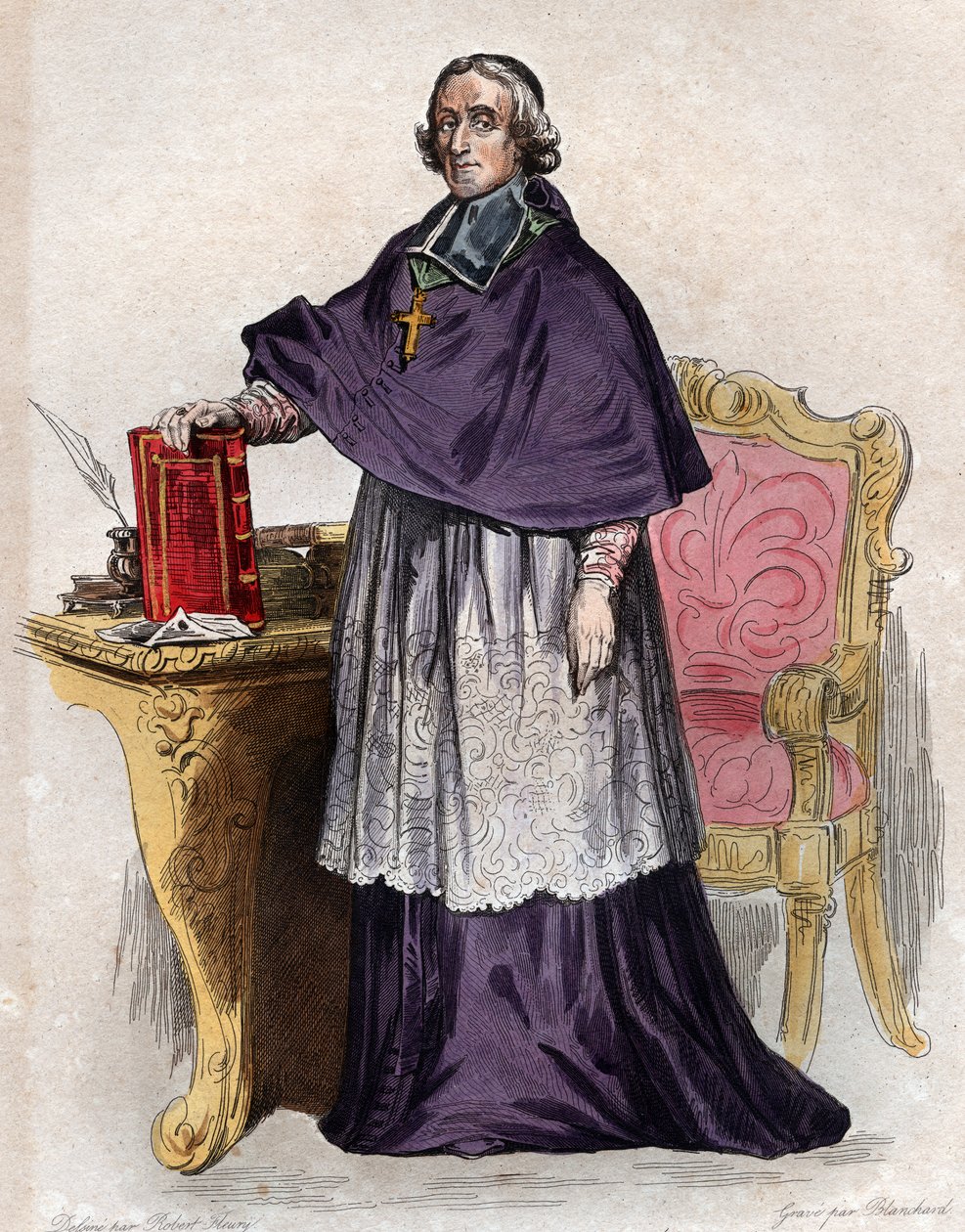Ritratto di Francois de Pons de Salignac de La Mothe Fenelon, arcivescovo, teologo, poeta e scrittore francese da French School