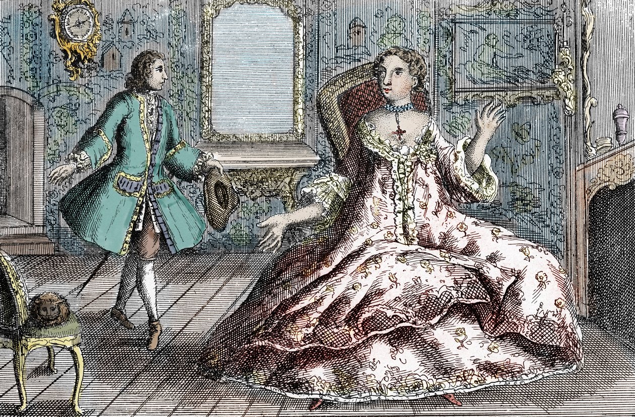 Ritratto del criminale francese Marie Catherine Taperet Lescombat e del suo amante Henri Mongeot da French School
