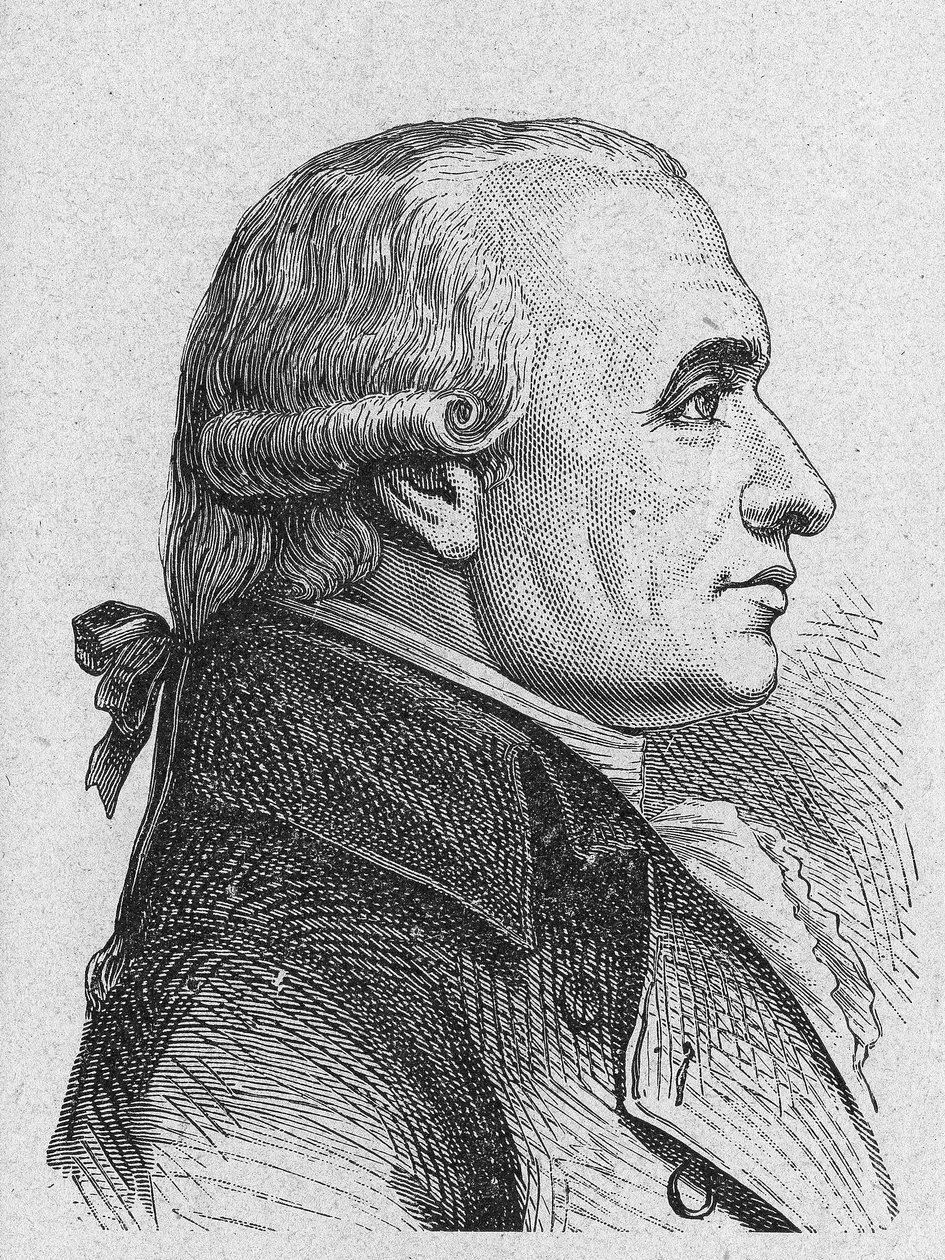 Ritratto di Gaspard Monge, Conte di Peluse (1746 - 1818), matematico francese - in "Album della Scienza; illustri scienziati; Grandi scoperte" 1896 da French School