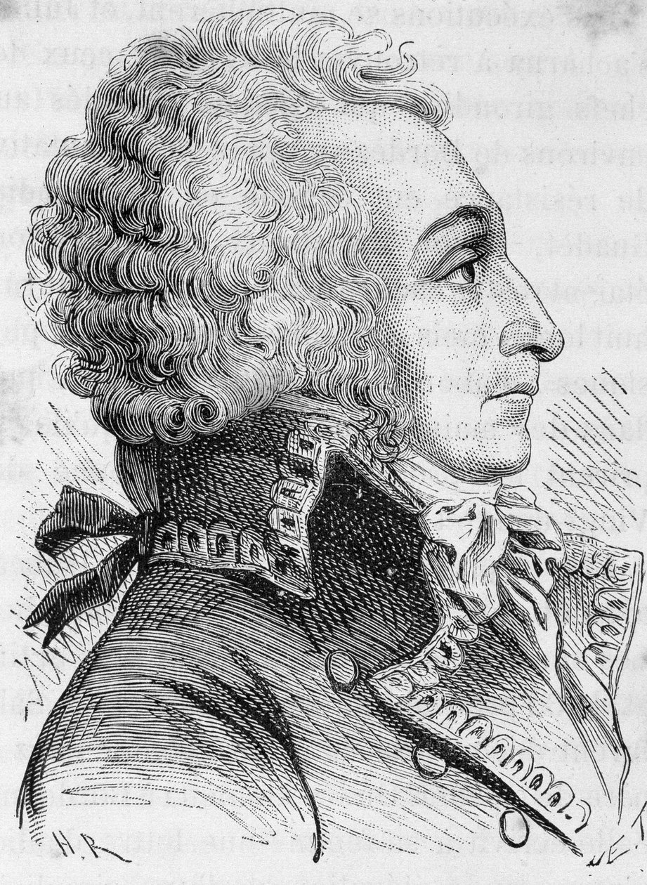 Ritratto del Generale Alexandre Visconte de Beauharnais (1760-1794), accusato di aver difeso male Magonza nel 1793, fu ghigliottinato - in "L