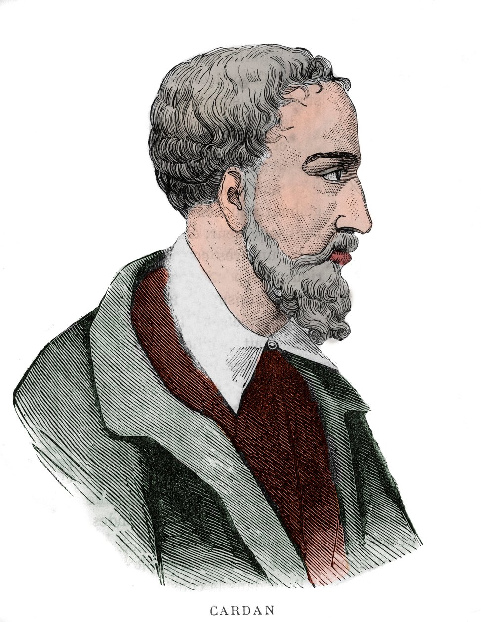 Ritratto di Gerolamo Cardano (Girolamo Cardano, Hieronymus Cardanus o Jerome Cardan) da French School