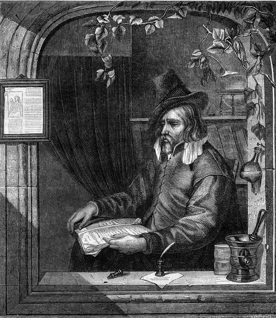 Ritratto di Giulio Genoino, che partecipò con Tommaso Aniello, detto Masaniello (1622-1647) alla rivolta contro gli spagnoli a Napoli nel 1647. Incisione del 1852 da French School