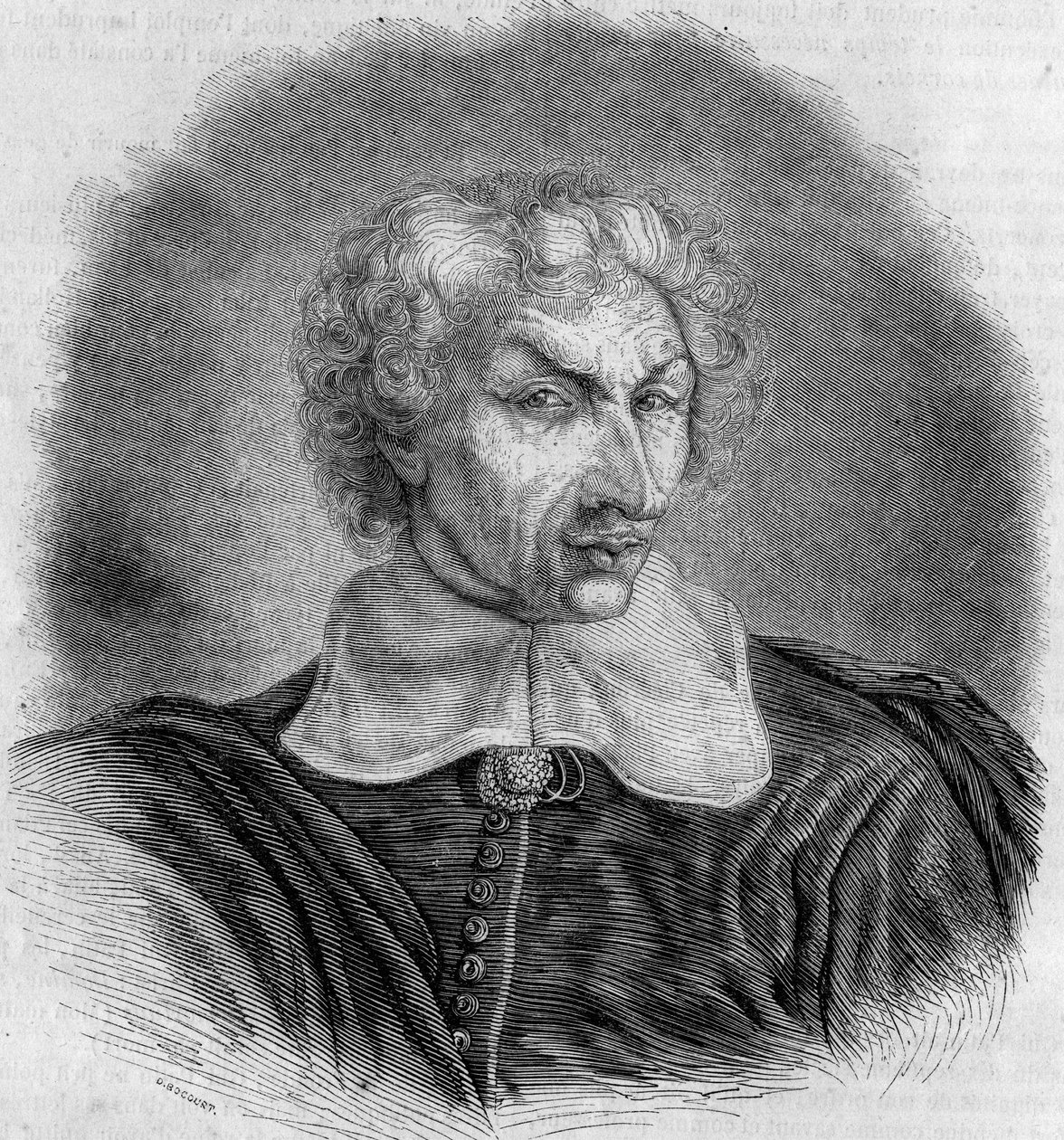 Ritratto di Gui (Guy) Patin (1601-1672), medico e scrittore francese. Incisione di Bocour in 