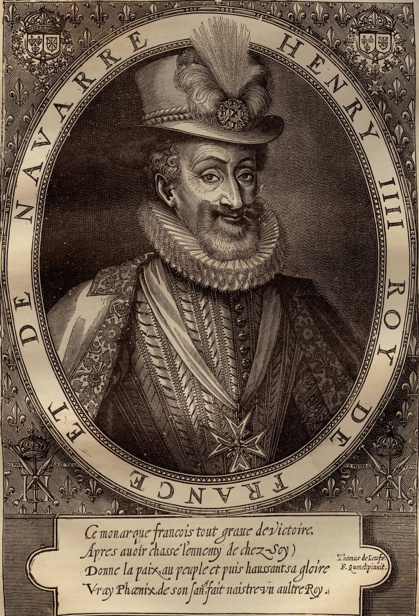 Ritratto di Enrico IV (1553-1610) Re di Francia - incisione del XVII secolo da French School