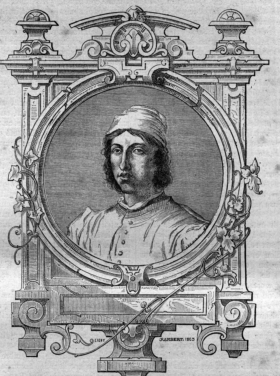 Ritratto di Herimar, abate di Saint Denis de Reims (morto nel 1070). Incisione in 
