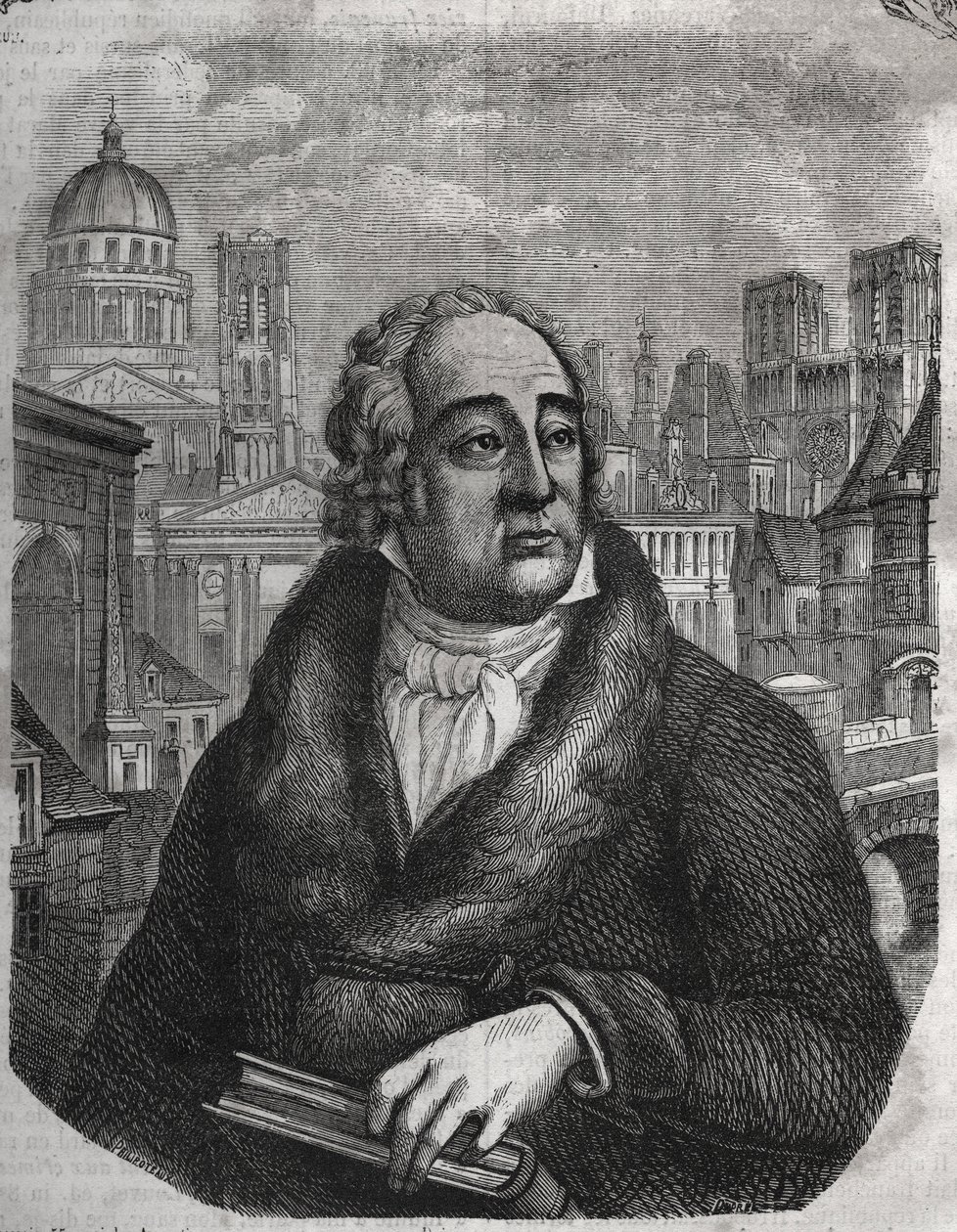 Ritratto di Jacques-Antoine Dulaure (1755-1835) archeologo e storico francese - Incisione in "The physical, civil and moral history of Paris: from the first historical times to the present day" di Jacques Antoine Dulaure. 1853 da French School