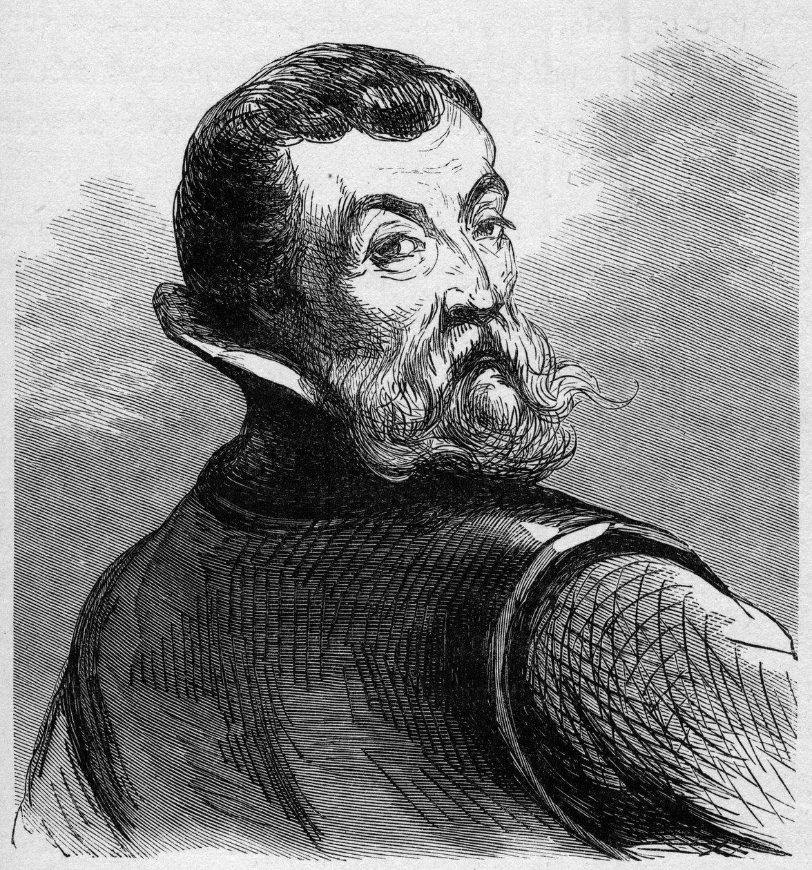 Ritratto di Jacques Cartier (1491-1557). Navigatore ed esploratore francese. Incisione in “La Marine et les colonies: commerce” da French School