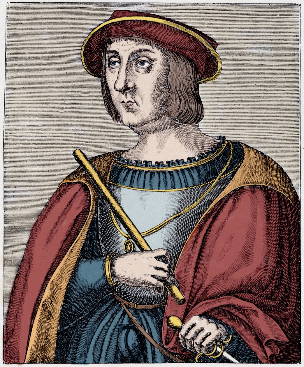 Ritratto di Jacques II de Chabannes (La Palice) (1470-1525) incisione da 