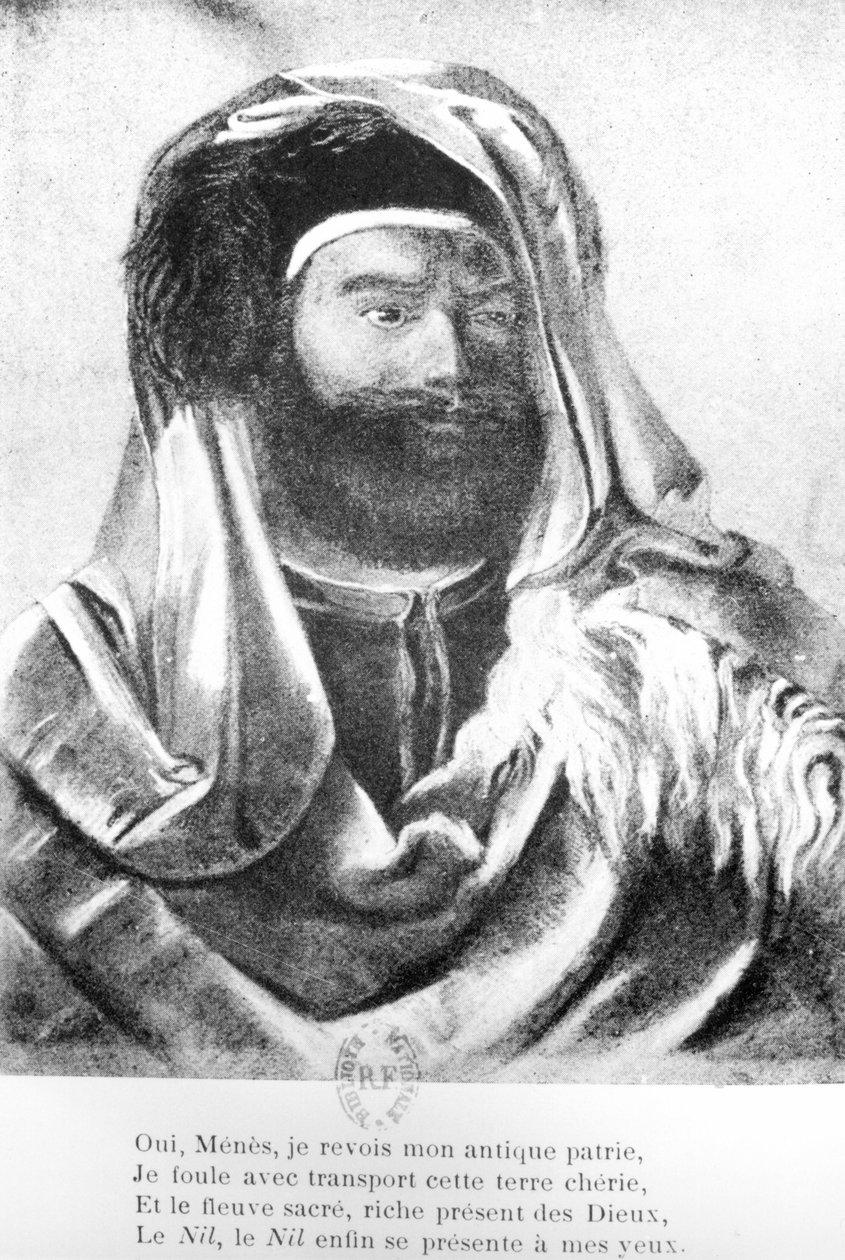 Ritratto di Jean-Francois Champollion (1790-1832) in costume orientale da French School