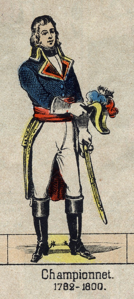 Ritratto di Jean Etienne Championet, generale francese (1762-1800). Immagine di Epinal della fine del XIX secolo da French School