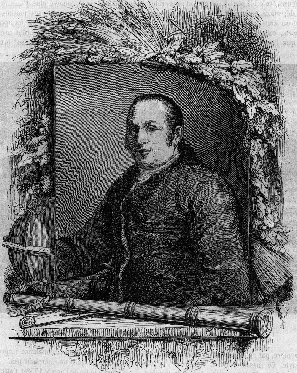 Ritratto di Jean George (Johann Georg) Palitzsch, astronomo tedesco. Incisione in "Le Magasin picturesque" da French School
