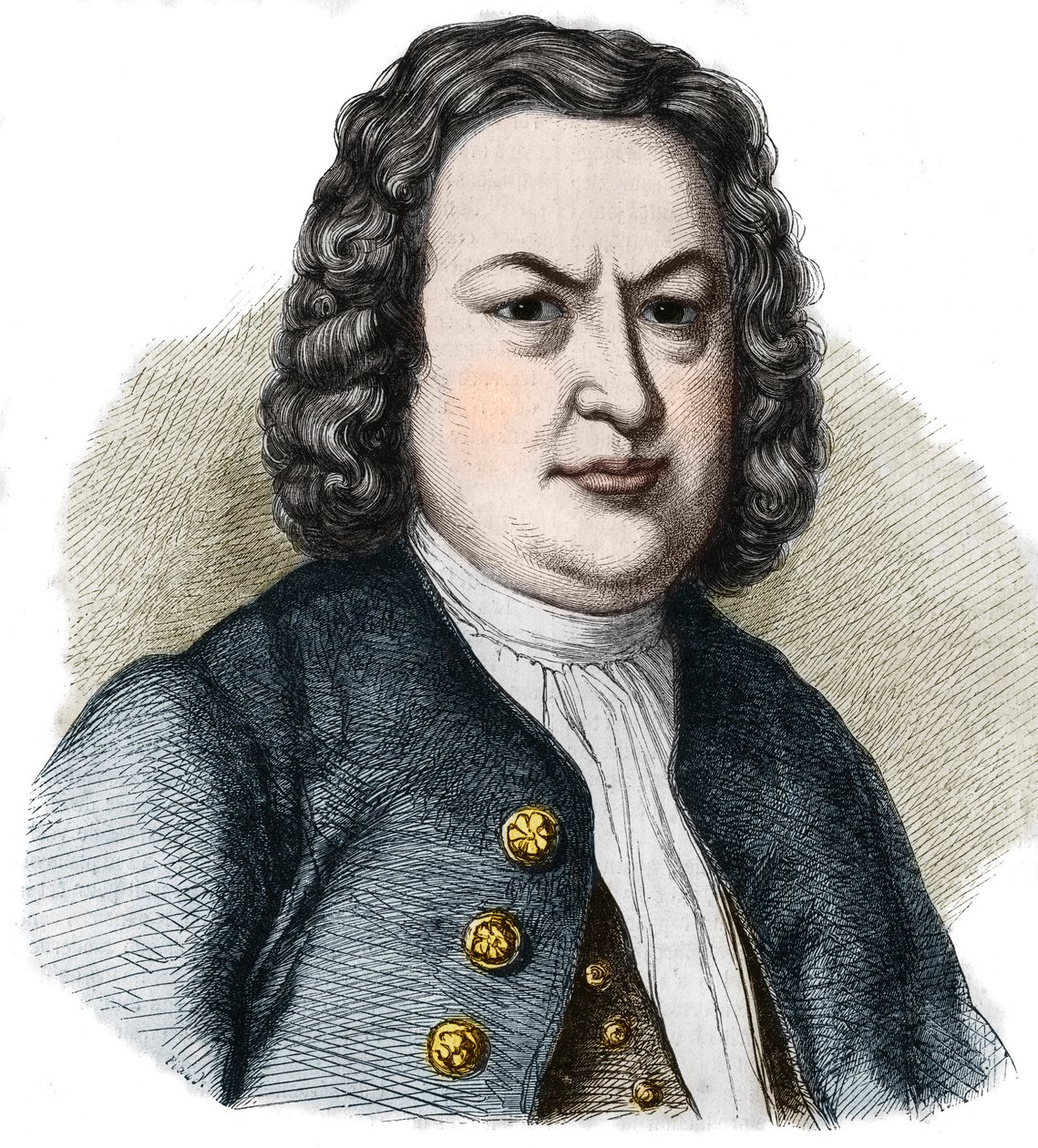 Ritratto di Johann Sebastian Bach (1685-1750) compositore tedesco. Incisione del 1858. da French School