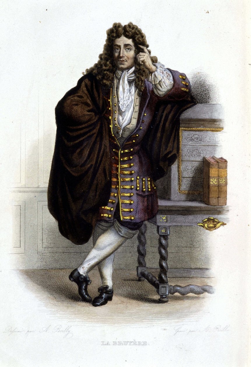 Ritratto di Jean de La Bruyere, scrittore e moralista francese (1645-1696) in Ed. Mennechet, "Le Plutarque francais" da French School