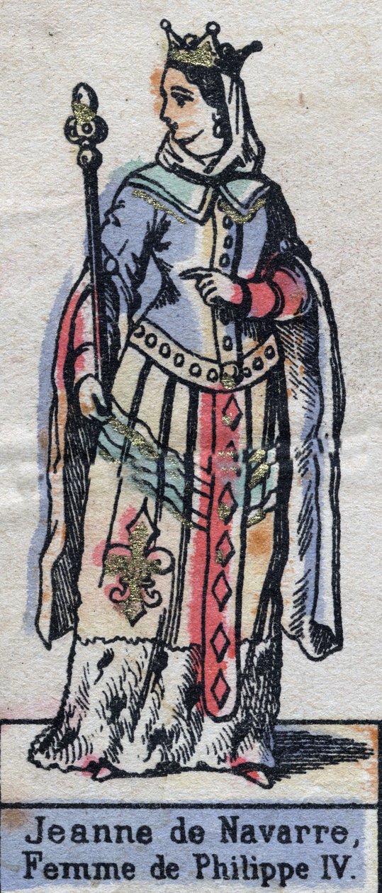 Ritratto di Giovanna I di Navarra (1273-1304), moglie di Filippo IV di Francia. (dinastia dei Capetingi). Illustrazione fine XIX secolo da French School