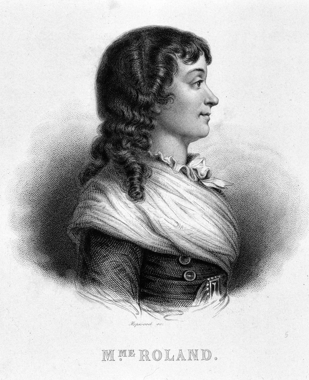 Ritratto di Jeanne Marie o Manon Philipon, Madame Roland (1754 - 1793) - in "Rivoluzione francese" di Thiers da French School