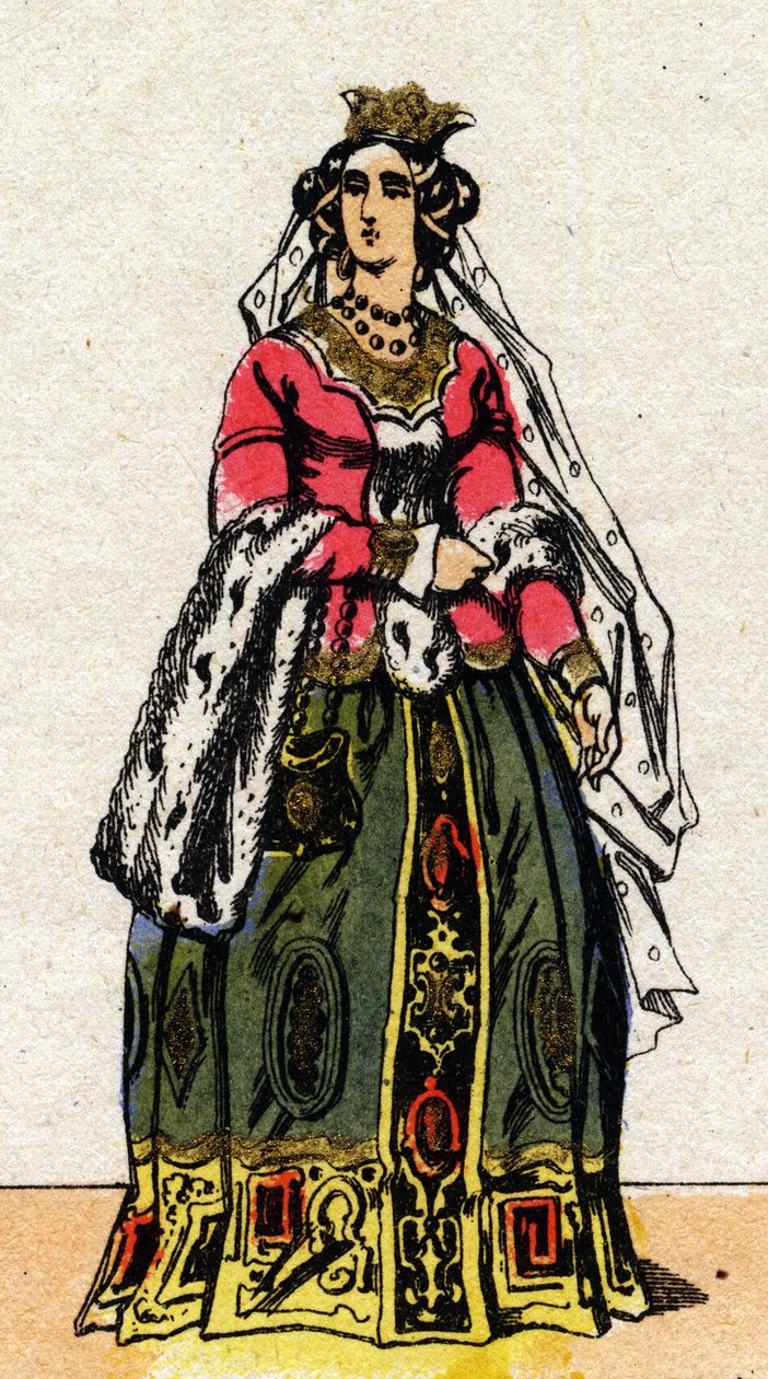 Ritratto di Giovanna di Borbone (1337-1378), moglie di Carlo V di Francia. da French School