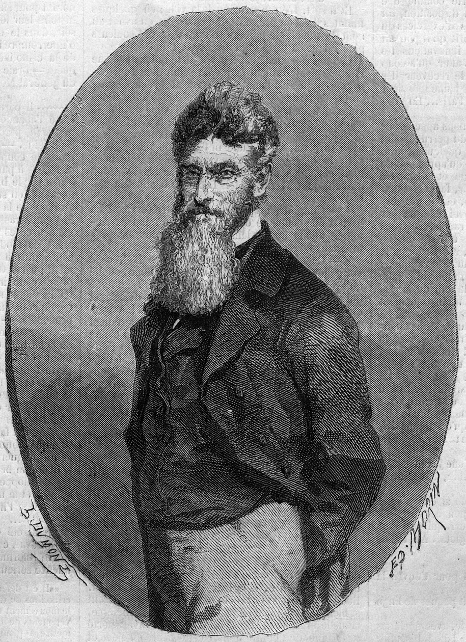 Ritratto di John Brown (1800-1859), attivista americano contro la schiavitù. Incisione in "Le Monde Illustré" n°140 del 17 dicembre 1859. da French School