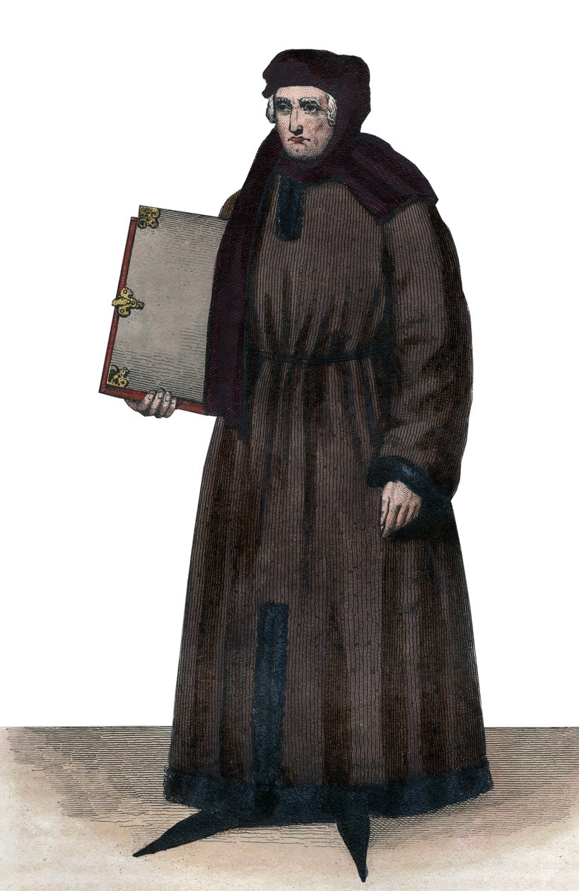 Ritratto di Jean Froissart (1337-1404), cronista medievale francese da French School