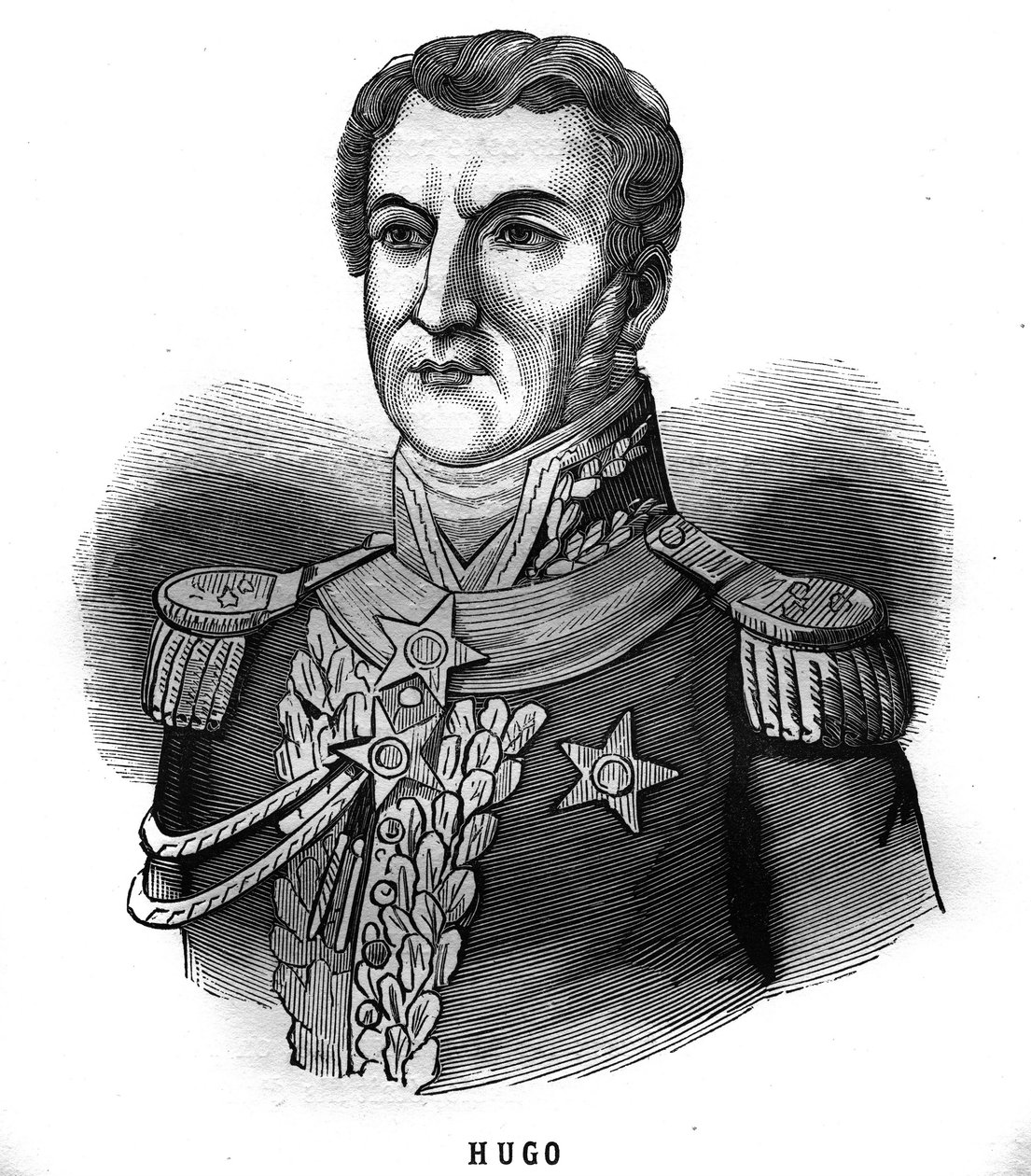 Ritratto di Joseph Léopold Sigisbert Hugo (1773-1828), generale del Primo Impero, padre di Victor Hugo. Incisione in "Le Illustrazioni dell