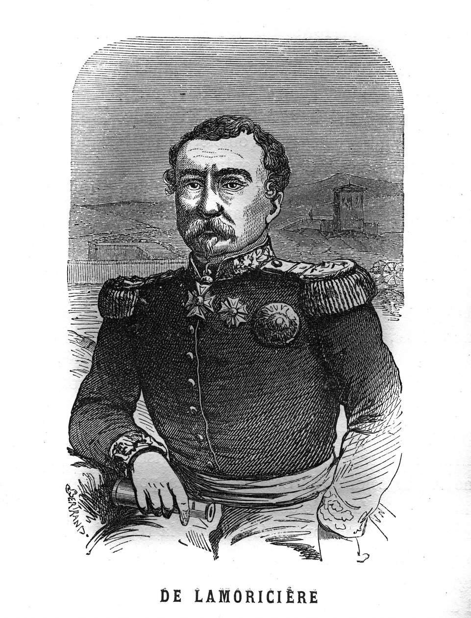 Ritratto di Joseph Vantini, detto Youssouf (1808-1866), generale francese. Incisione in "Les Illustrations De L