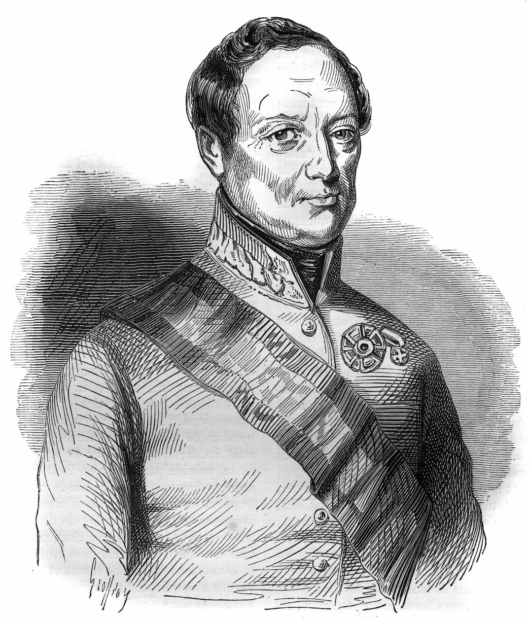 Ritratto di Joseph Wenzel Radetzky von Radetz (o Conte Joseph Radetzky) (1766-1858), maresciallo austriaco. Incisione in 