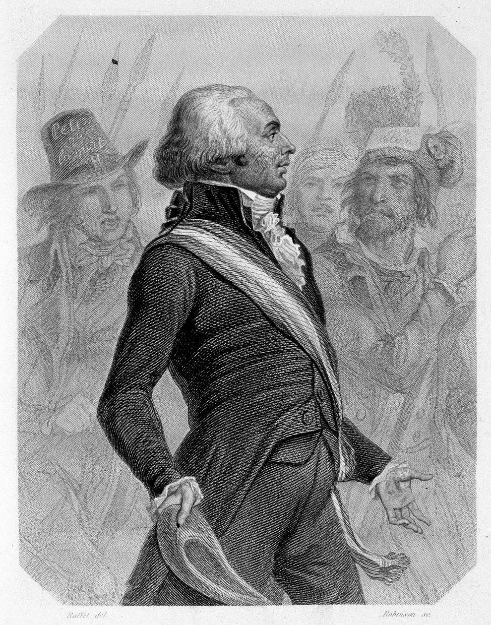 Ritratto di Jérôme Pétion de Villeneuve (1756-1794), politico francese. In "La storia dei Girondini" di Lamartine da French School