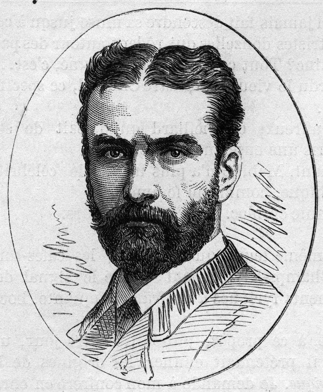 Ritratto di Leon Bonnat (1833-1822), pittore francese. Incisione in "Le Monde Illustré" n. 890 del 2 maggio 1874 da French School