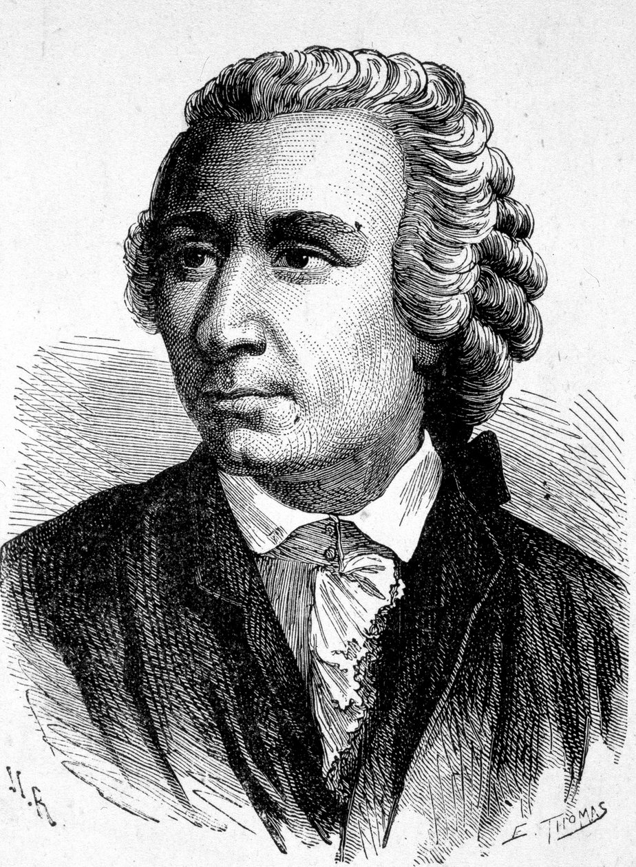 Ritratto di Léon Euler (1707 - 1783), matematico svizzero - in "Album della Scienza; illustri scienziati; Grandi scoperte" 1896 da French School
