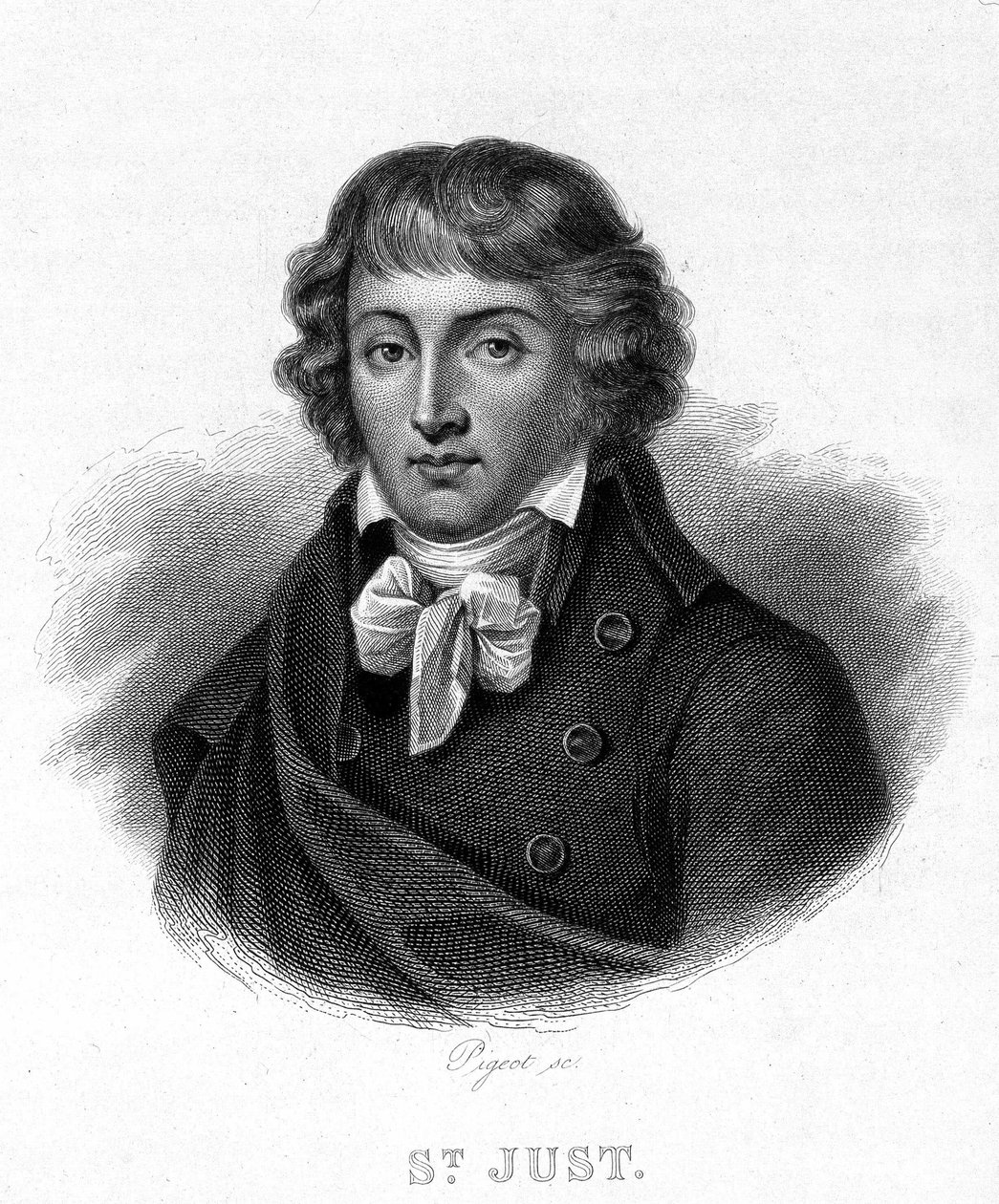 Ritratto di Louis Antoine Léon Saint-Just - in "Rivoluzione francese" di Thiers, XIX secolo da French School
