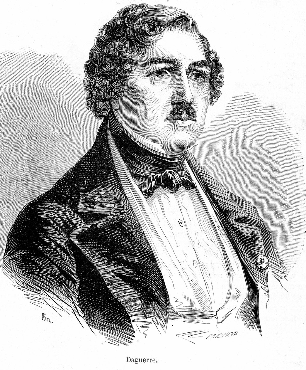 Ritratto di Louis Daguerre - incisione da French School