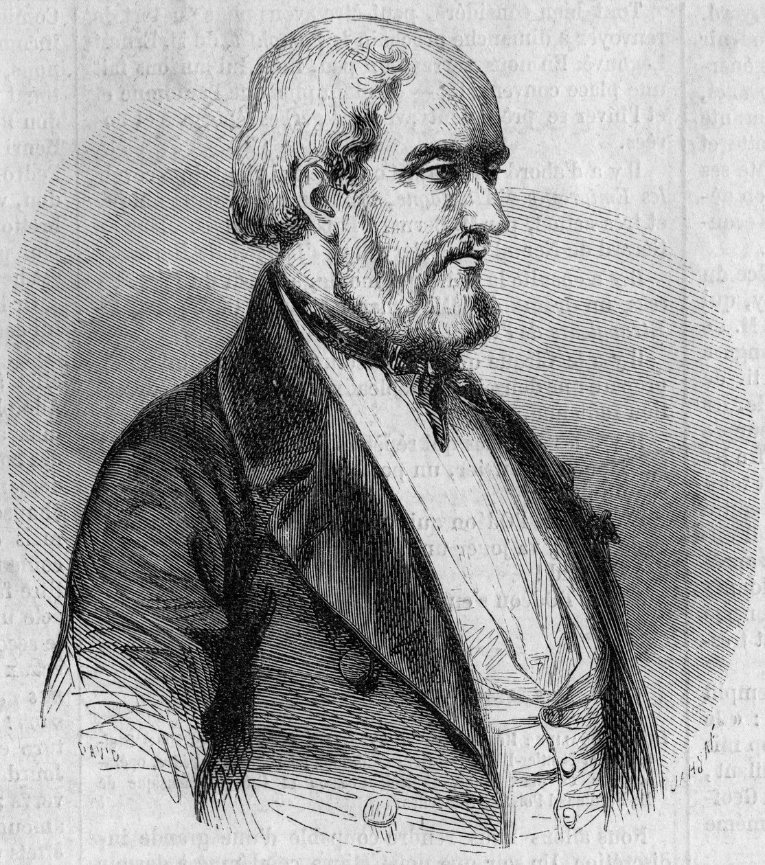 Ritratto di Louis Garneray (1783-1857), marinaio, pittore e storico marittimo francese. Incisione in "Le Monde Illustré" n.26 del 10 ottobre da French School
