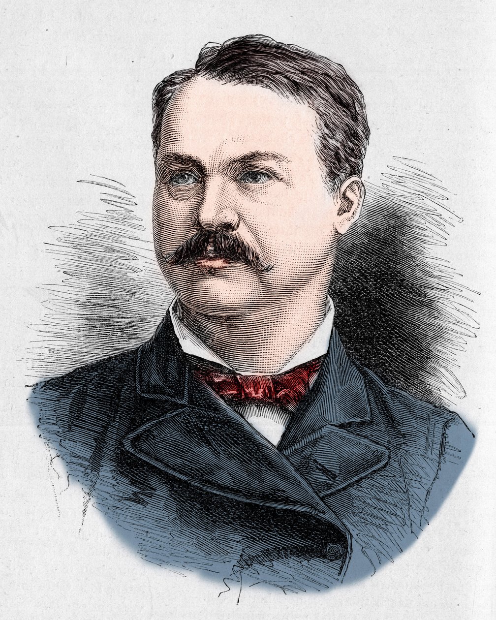 Ritratto di Louis Honore Frechette (1839-1908), poeta e drammaturgo canadese. Incisione di Charles Georges in "Le Monde Illustré" n.1328 del 9 settembre 1882 da French School