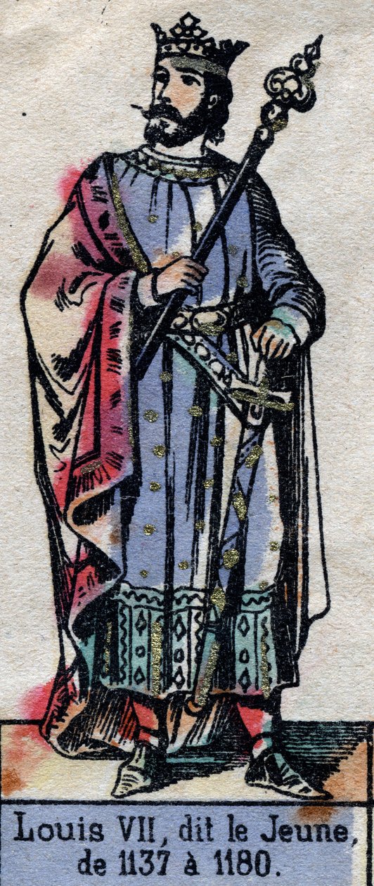 Ritratto di Luigi VII di Francia, detto Luigi il Giovane (dinastia dei Capetingi). Illustrazione fine XIX secolo. da French School