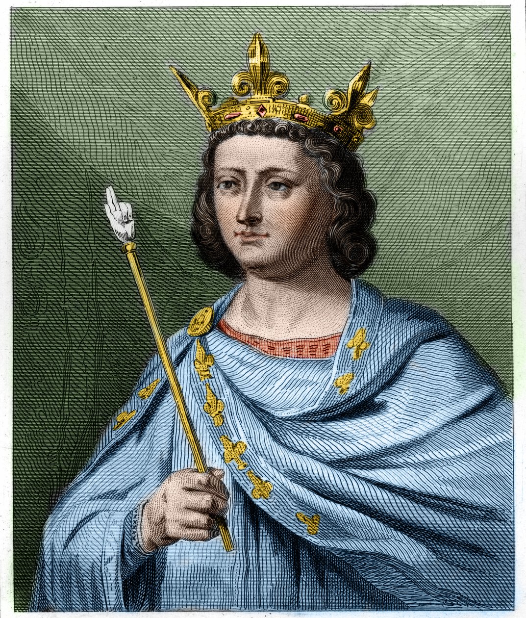 Ritratto di Luigi X il Testardo (1289-1316), Re di Francia - in "Histoire des Francais" di Lavallee, incisione, sd. da French School