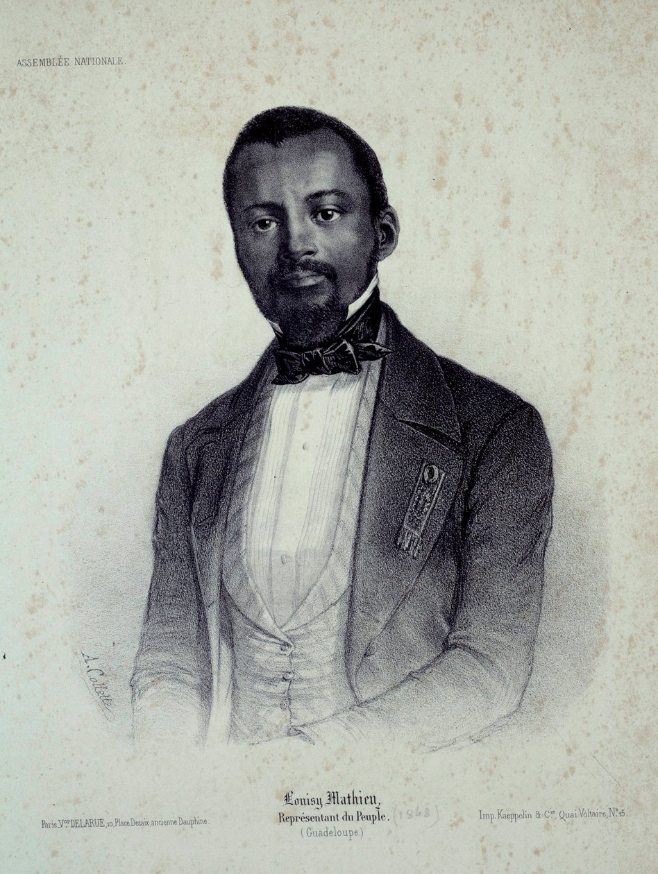 Ritratto di Louisy Mathieu (1817-1874), ex schiavo e deputato di Guadalupa. Incisione del XIX secolo da French School