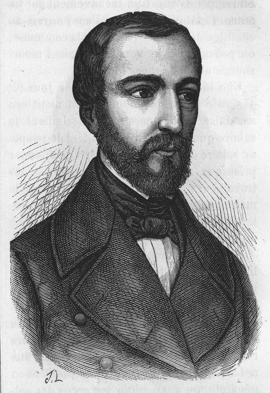 Ritratto di M. de Falloux, politico francese (1811 - 1886). Incisione da L