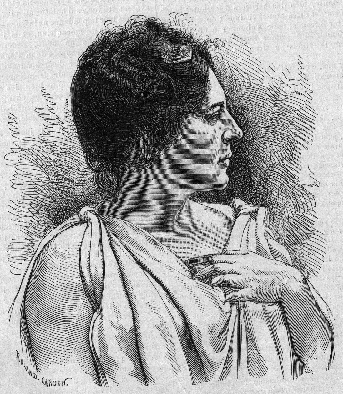 Ritratto di Madame Agar (Marie Leonide Charvin, detta) (1836-1891), comica francese. Incisione in 